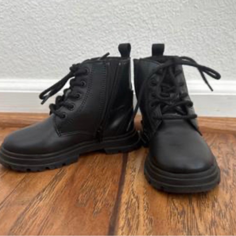 Zara Kids Black Lace-Up Ankle Boots